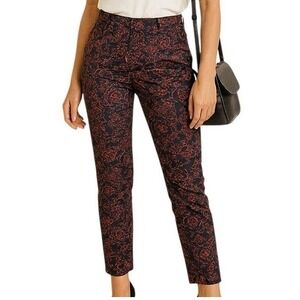 LOFT Julie Navy & Red Floral Ankle Pants Size 4
